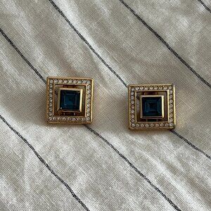 vintage dior square costume clip on earrings